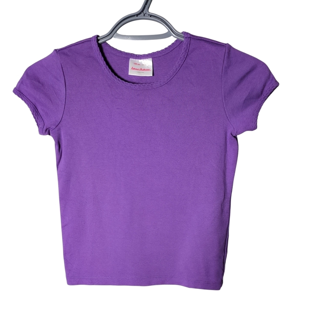 Hanna Andersson Size 120‎ US 6-7 Short Sleeve Basic Tee T-Shirt Purple